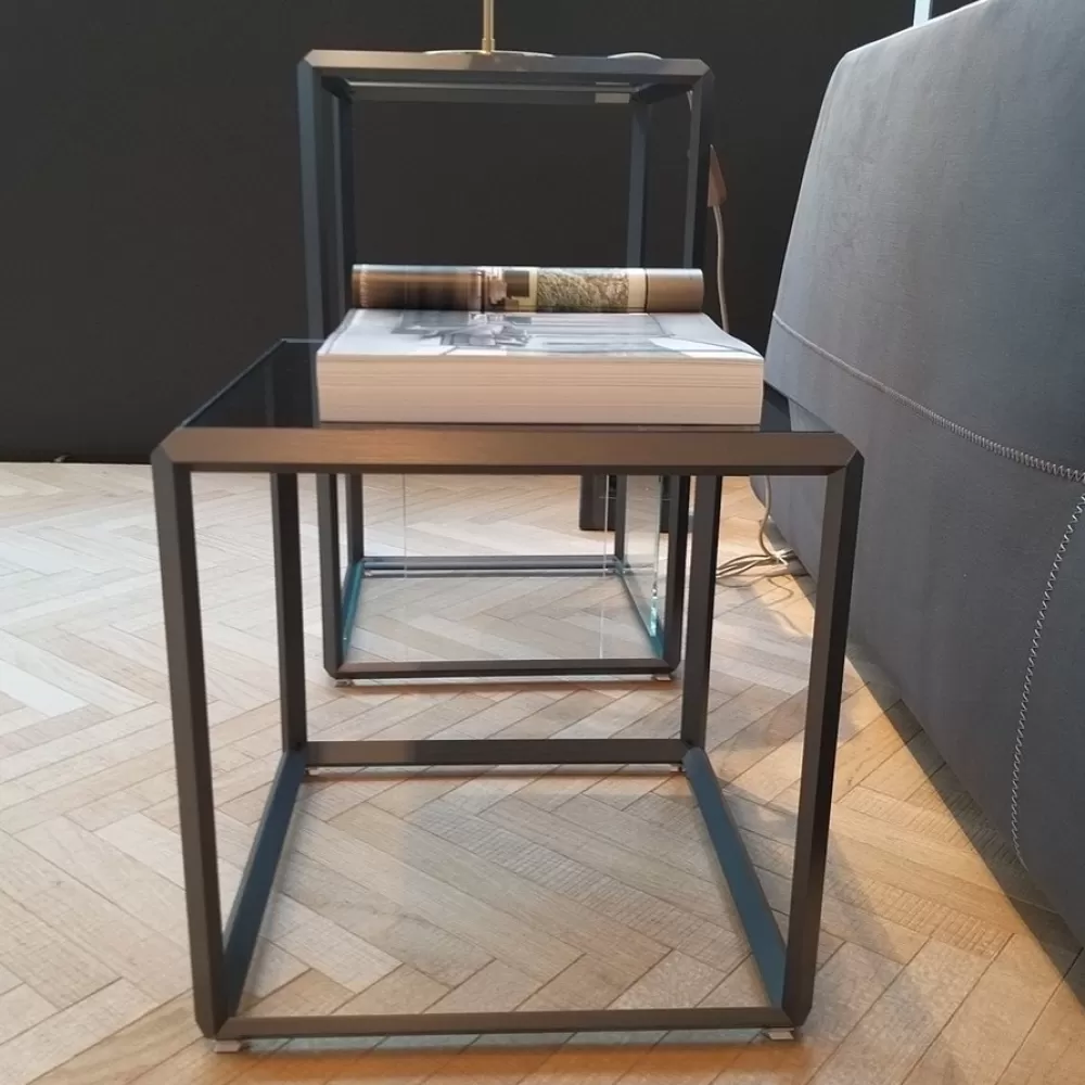 Tavolini^Molteni 45° Tavolino Quadrato | Vetro/Peltro