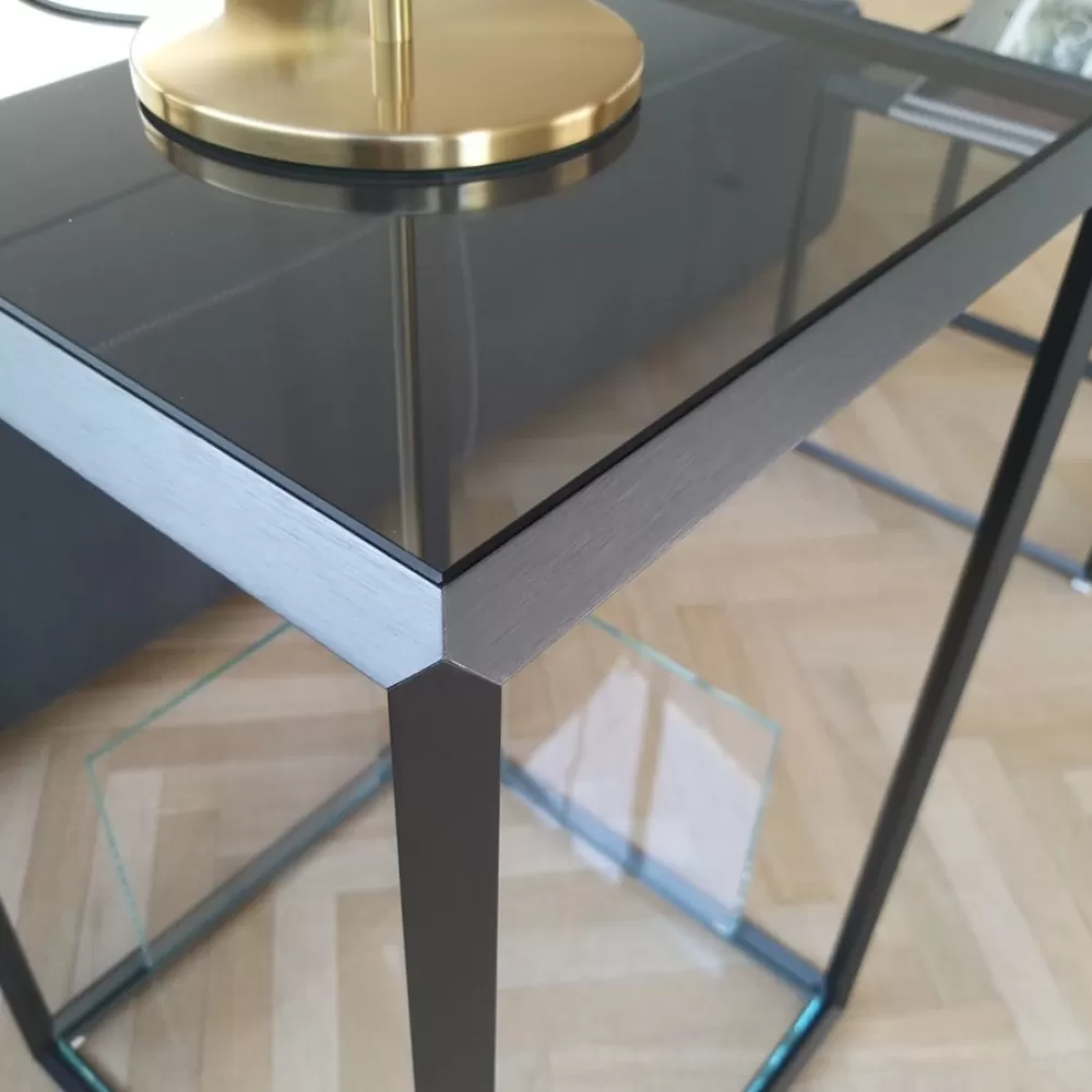 Tavolini^Molteni 45° Tavolino Rettangolare | Vetro/Peltro