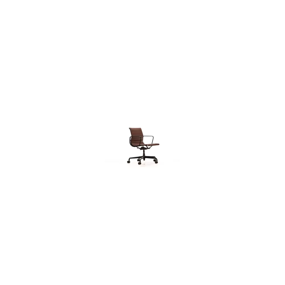 Sedie Da Ufficio^Vitra Aluminium Chair Ea 118 | Poltrona Ufficio | Pelle Castano