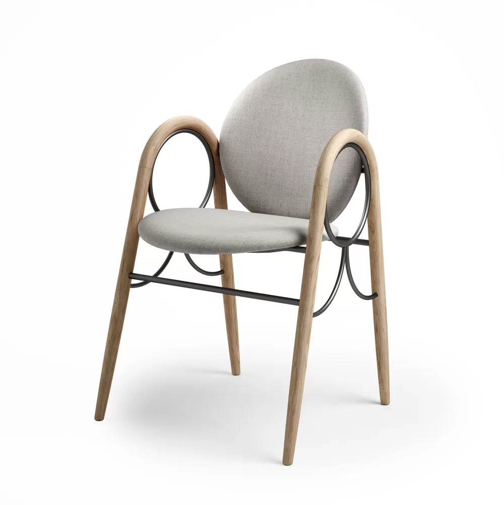 Sedie^Brdr. Krüger Arkade Chair | Sedia | Rovere Oliato Bianco/Tessuto Grigio Chiaro