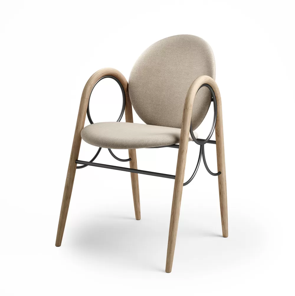 Sedie^Brdr. Krüger Arkade Chair | Sedia | Rovere Oliato Bianco/Tessuto Marrone