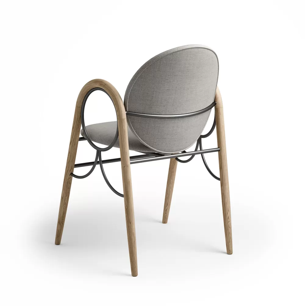 Sedie^Brdr. Krüger Arkade Chair | Sedia | Rovere Oliato Bianco/Tessuto Marrone