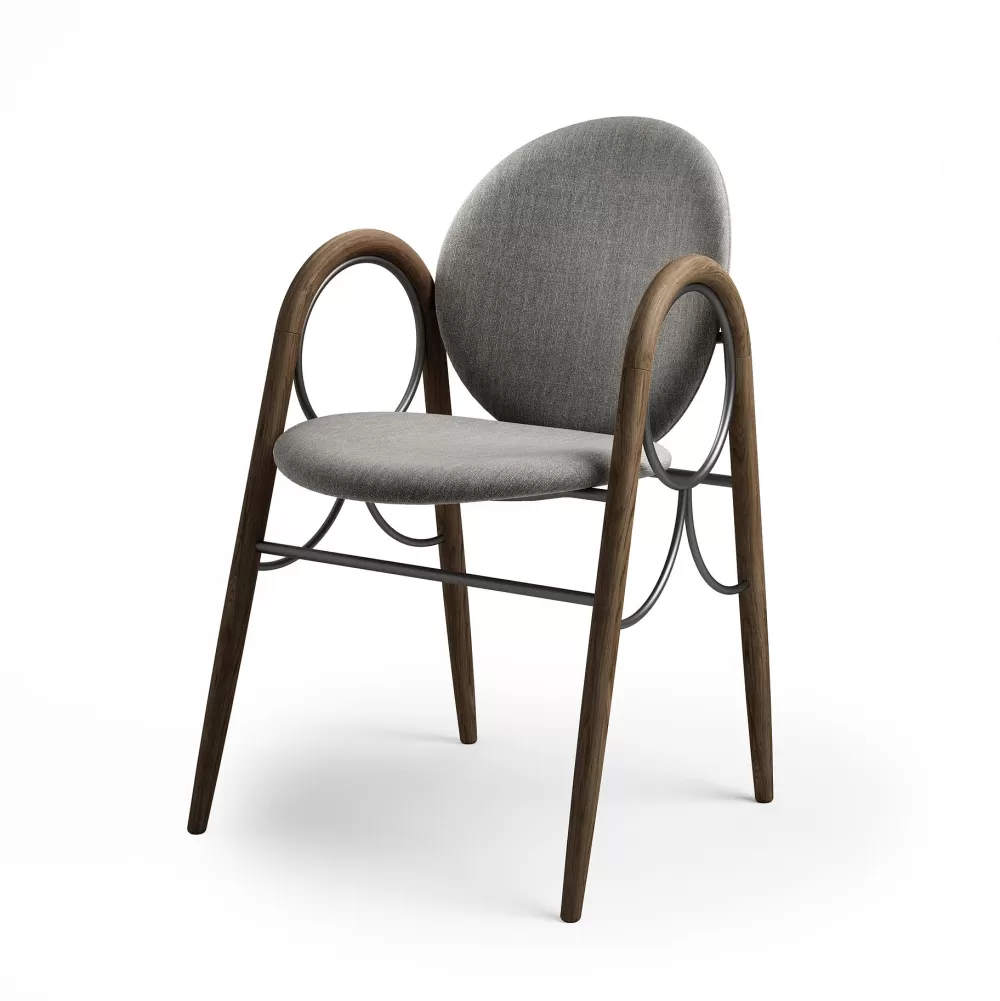 Sedie^Brdr. Krüger Arkade Chair | Sedia | Rovere Oliato Fume/Tessuto Grigio