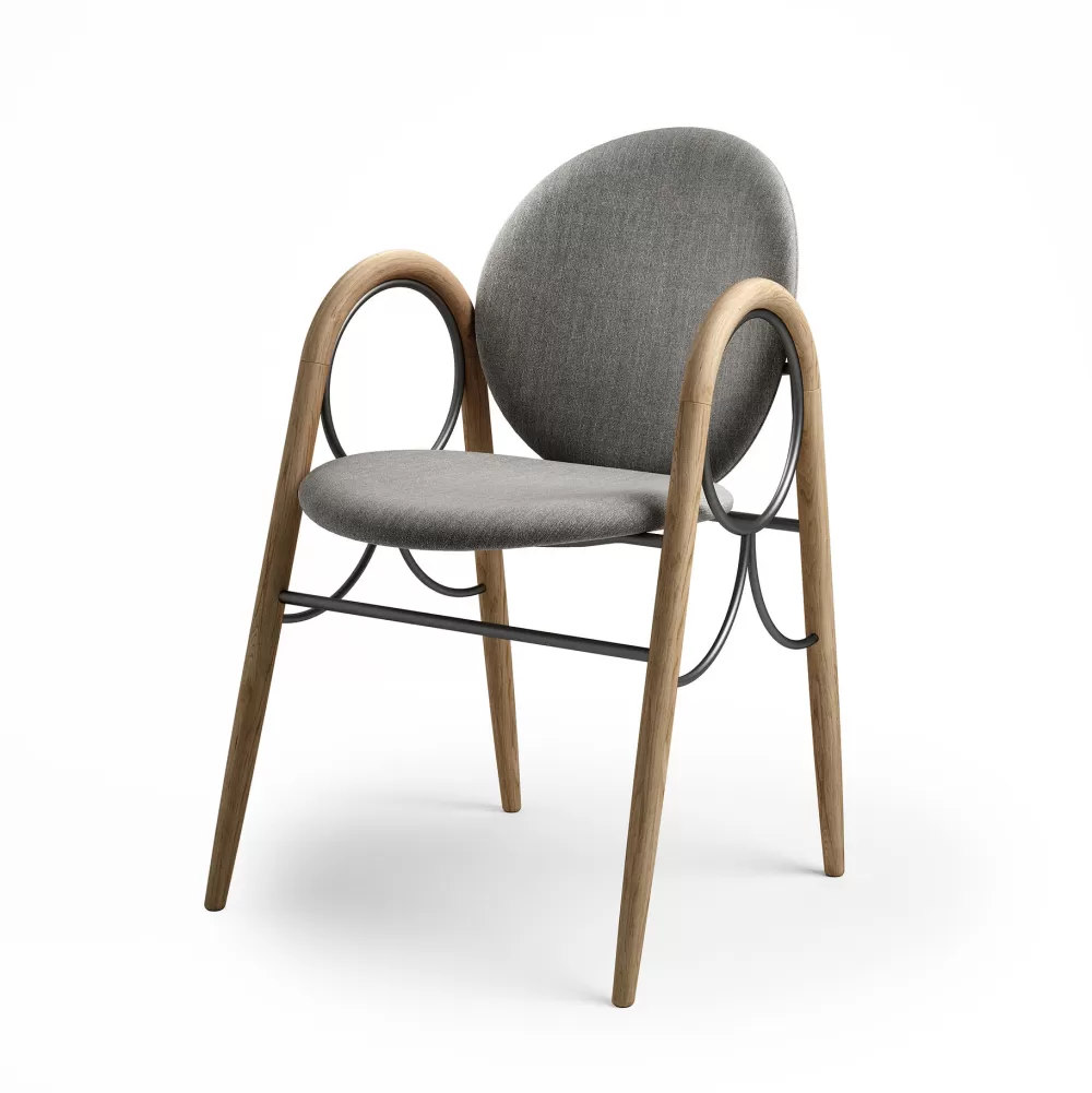 Sedie^Brdr. Krüger Arkade Chair | Sedia | Rovere Oliato/Tessuto Grigio Chiaro