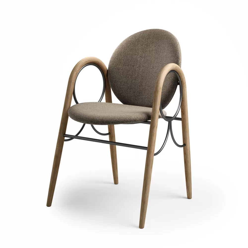 Sedie^Brdr. Krüger Arkade Chair | Sedia | Rovere Oliato/Tessuto Marrone
