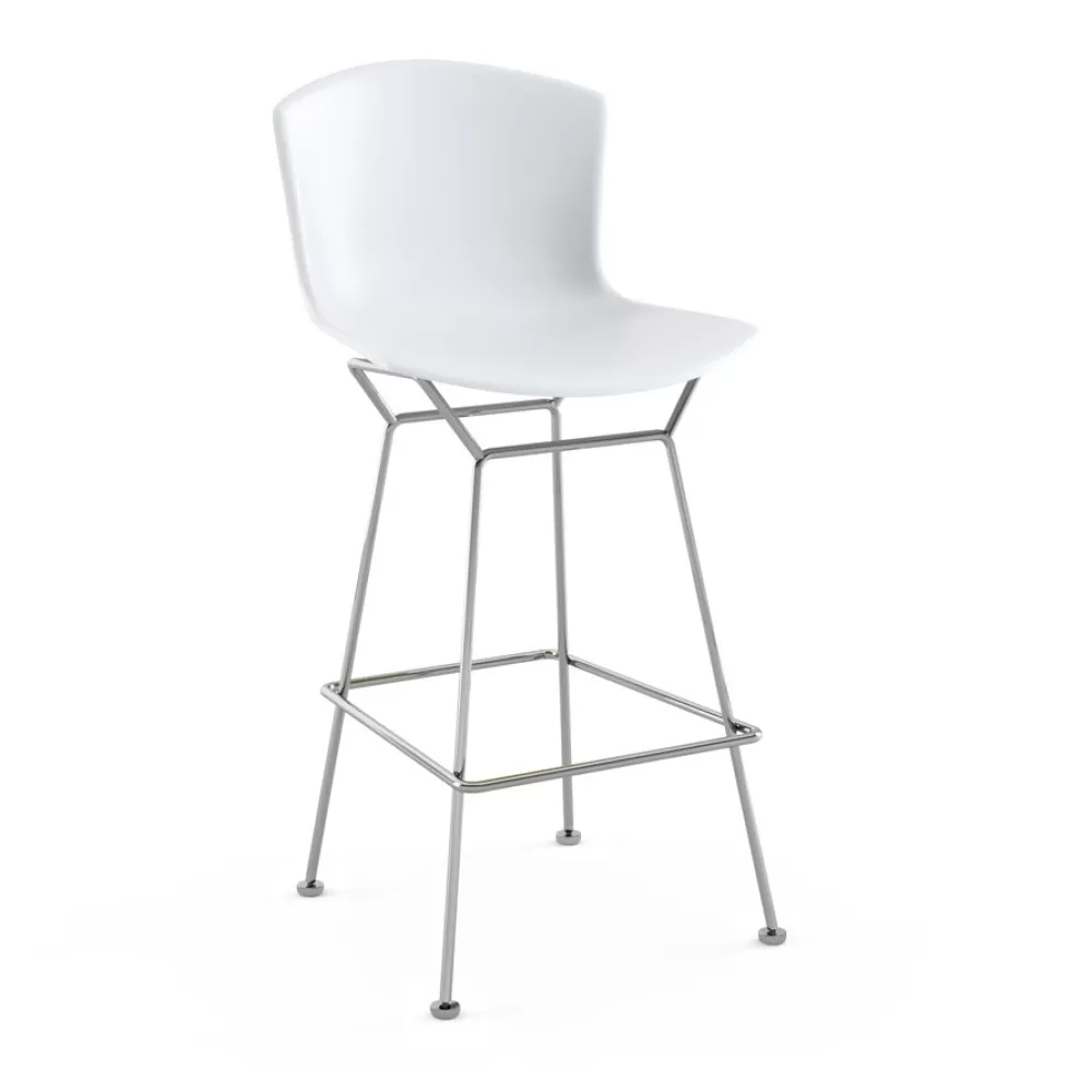 Sgabelli^Knoll Bertoia Plastic Bar Stool | Sgabello Bar | Cromo/Bianco