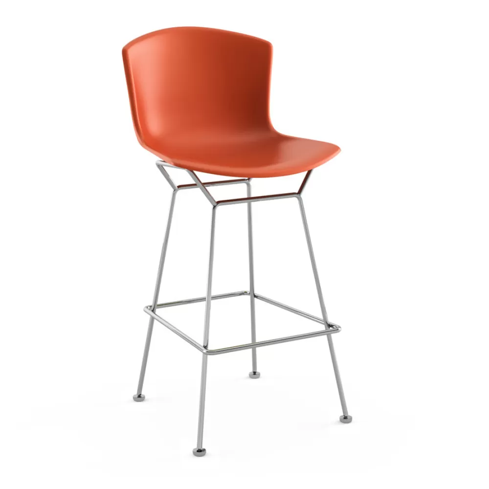 Sgabelli^Knoll Bertoia Plastic Bar Stool | Sgabello Bar | Cromo/Rosso-Arancio
