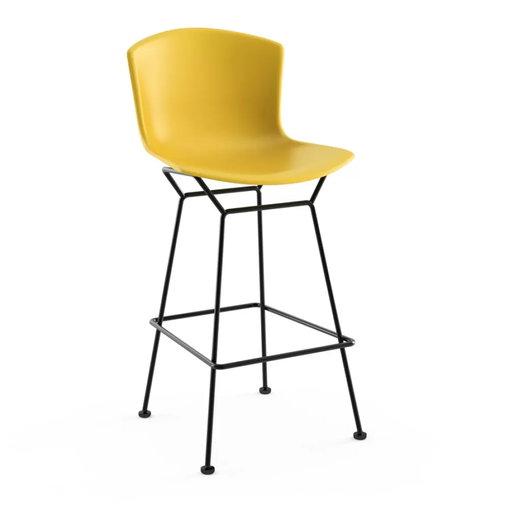 Sgabelli^Knoll Bertoia Plastic Bar Stool | Sgabello Bar | Nero/Giallo