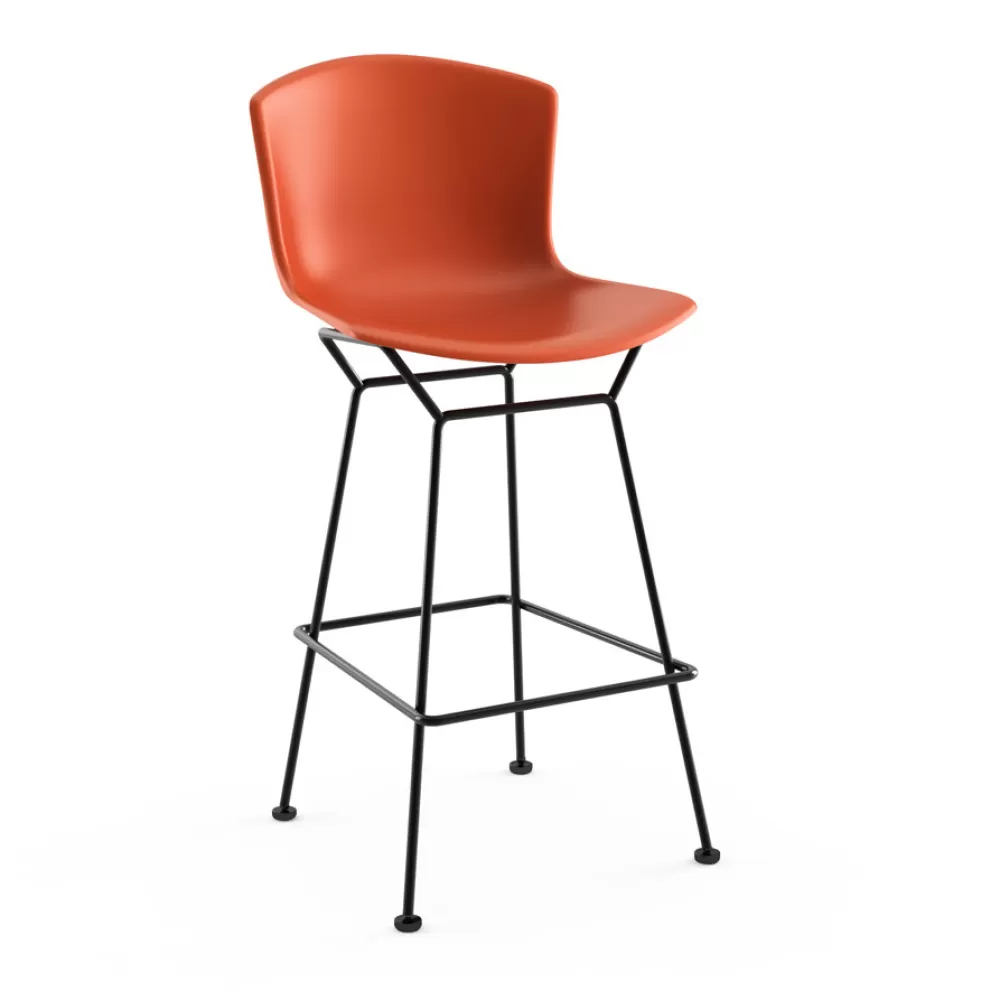 Sgabelli^Knoll Bertoia Plastic Bar Stool | Sgabello Bar | Nero/Rosso-Arancio