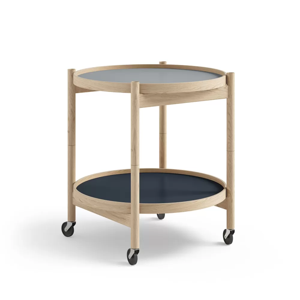 Tavolini^Brdr. Krüger Bolling Tray Table | Tavolino O 50 | Rovere-Blu/Blu Scuro
