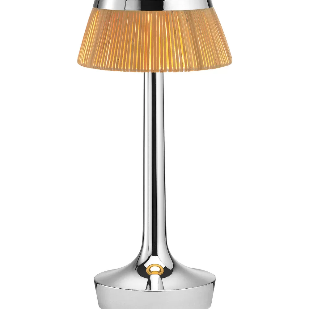Lampade Da Tavolo^Flos Bon Jour Unplugged | Cromo - Corona Rattan