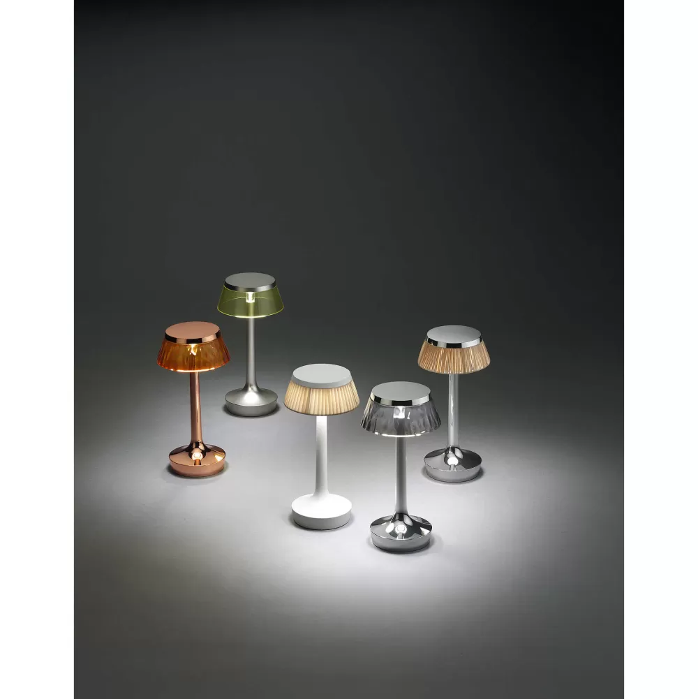 Lampade Da Tavolo^Flos Bon Jour Unplugged | Cromo - Corona Rattan