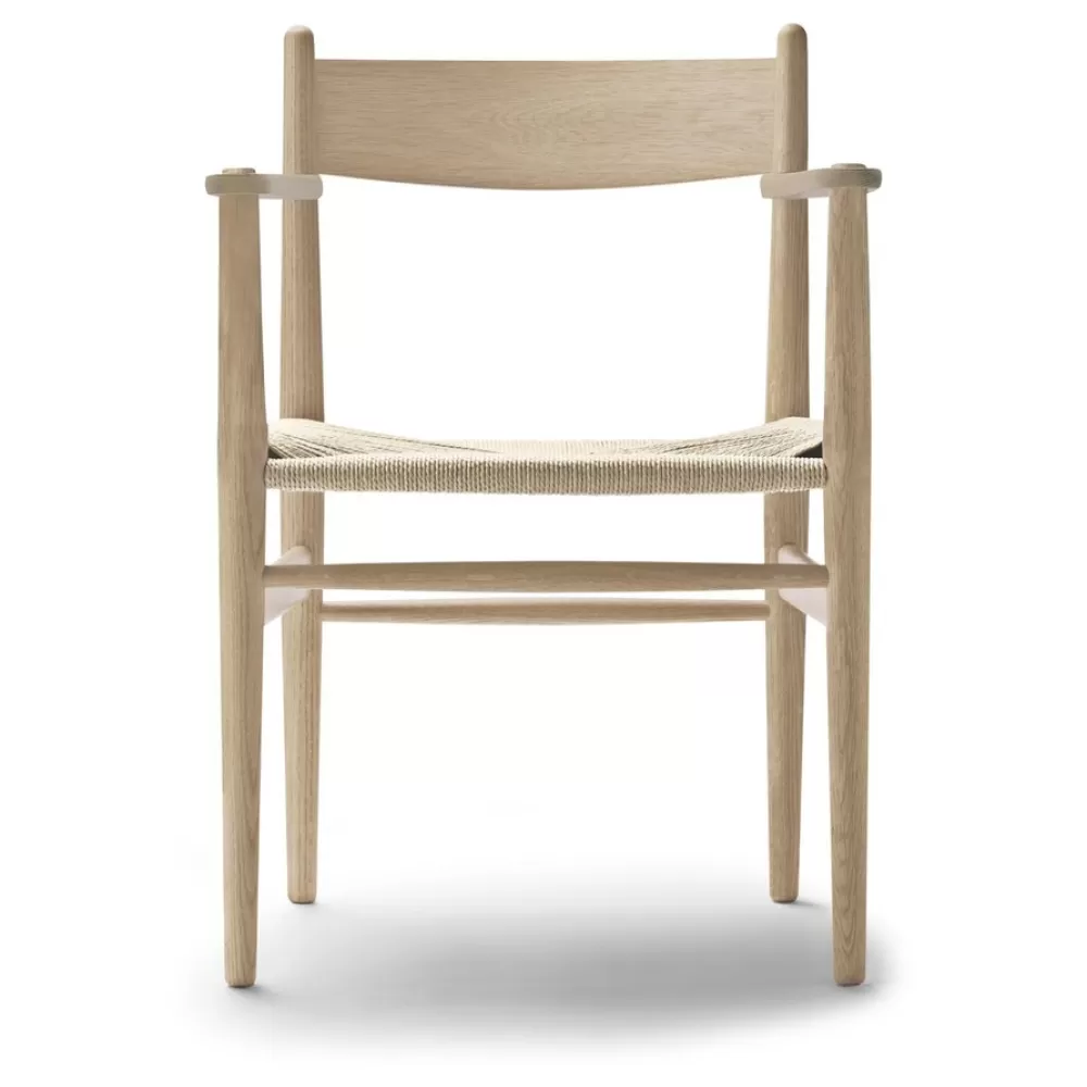 Sedie^Carl Hansen & Søn Ch37 | Sedia Con Braccioli | Rovere Oliato Bianco -Paper Cord