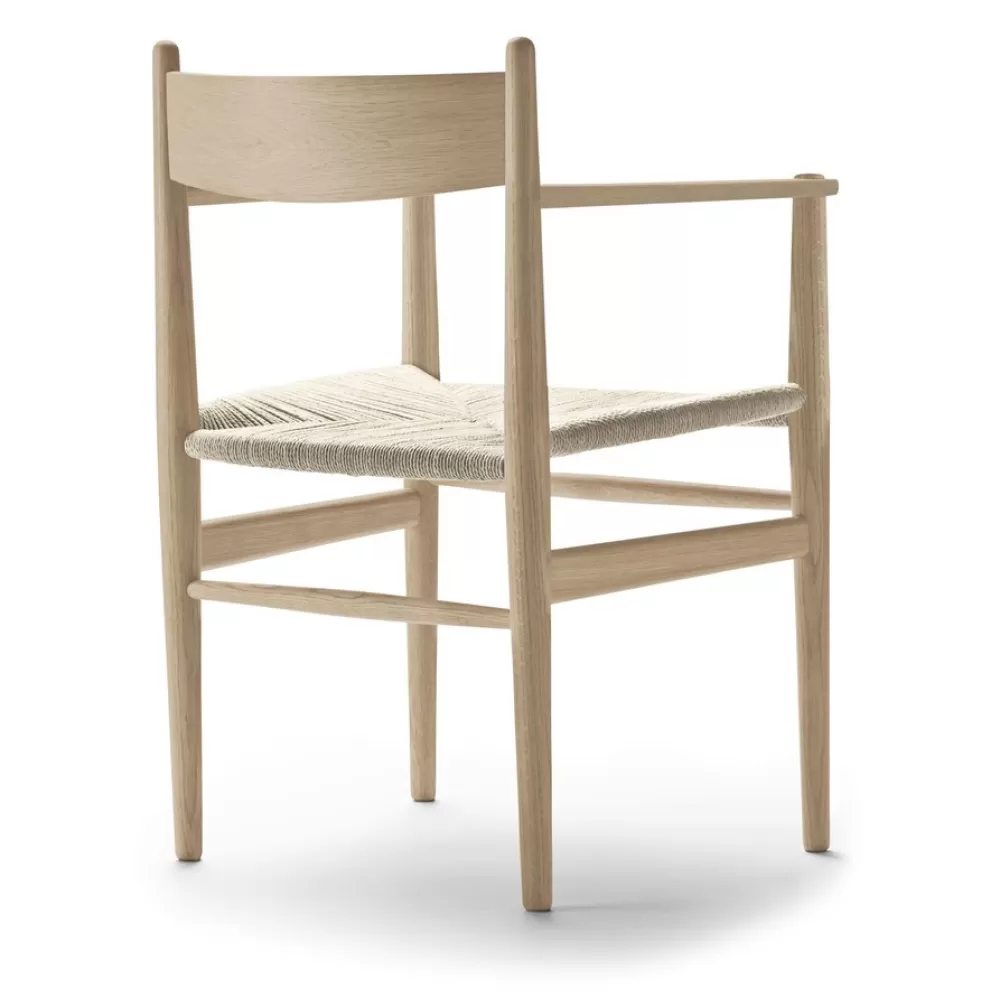 Sedie^Carl Hansen & Søn Ch37 | Sedia Con Braccioli | Rovere Oliato Bianco -Paper Cord