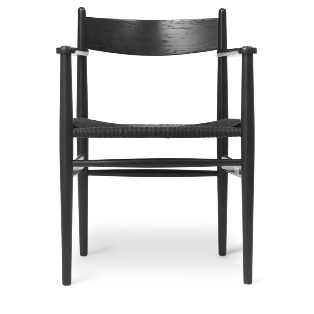 Sedie^Carl Hansen & Søn Ch37 | Sedia Con Braccioli | Rovere-Paper Cord Nero