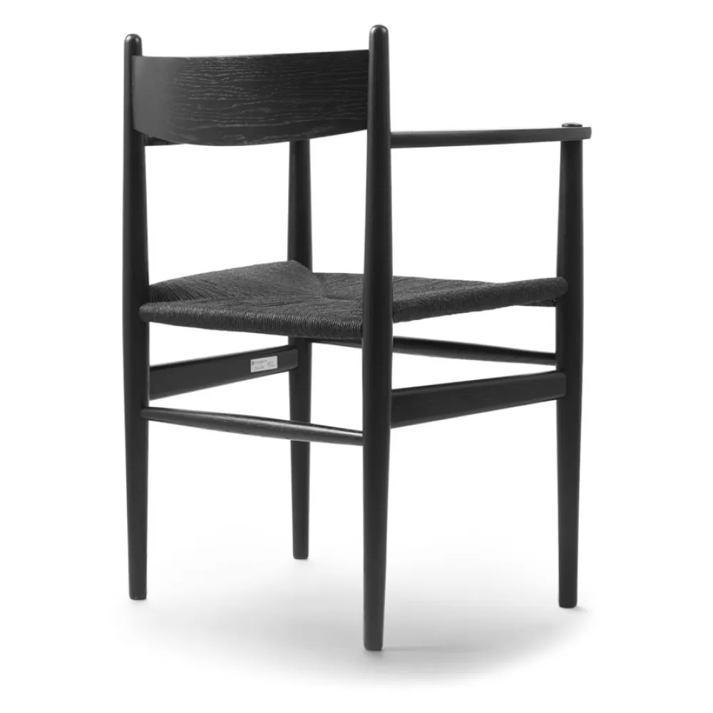 Sedie^Carl Hansen & Søn Ch37 | Sedia Con Braccioli | Rovere-Paper Cord Nero