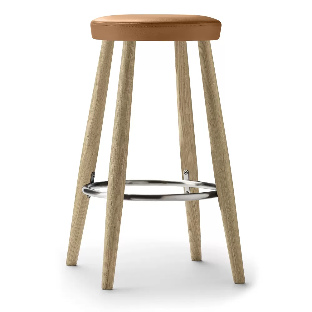 Sgabelli^Carl Hansen & Søn Ch58 | Sgabello | Rovere Saponato - Pelle Cognac