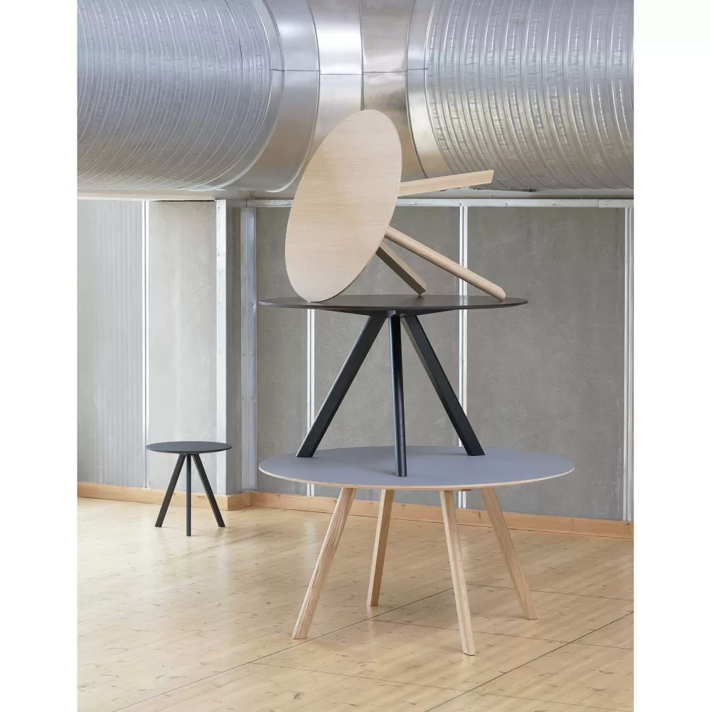 Tavoli Fissi^HAY Cph 20 Round Table | Tavolo | Laccato Nero/Linoleum