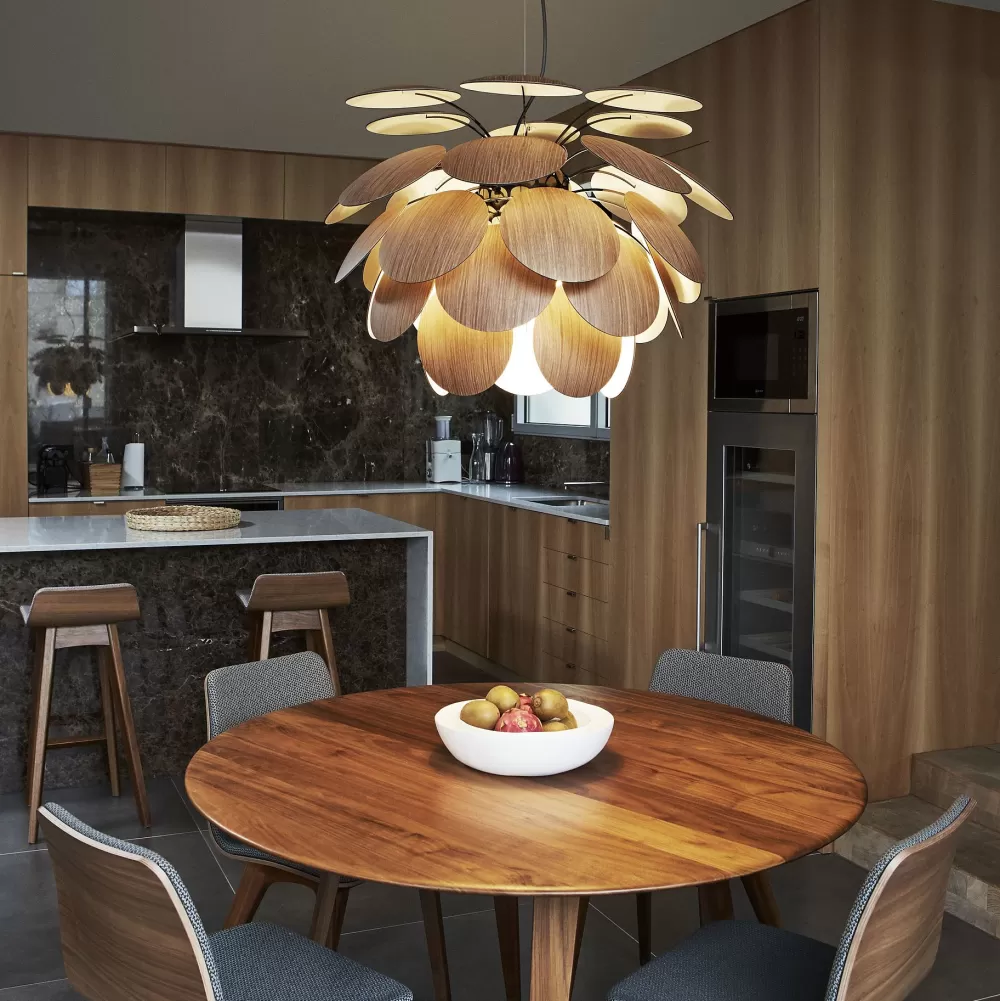 Lampade A Sospensione^Marset Discoco 68 | Lampada A Sospensione | Rovere Americano / Cromo Nero