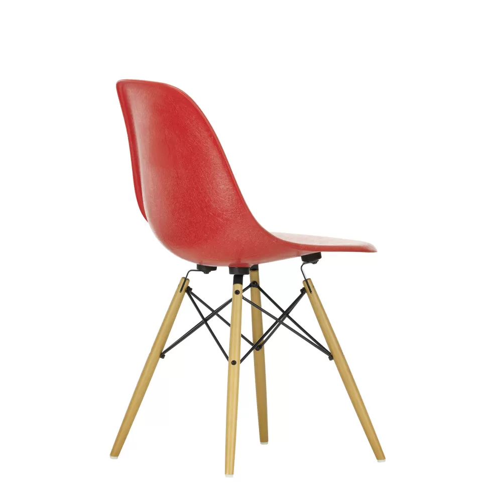 Sedie^Vitra Eames Fiberglass Side Chair Dsw | Sedia - Eames Classic Red - Acero Giallo