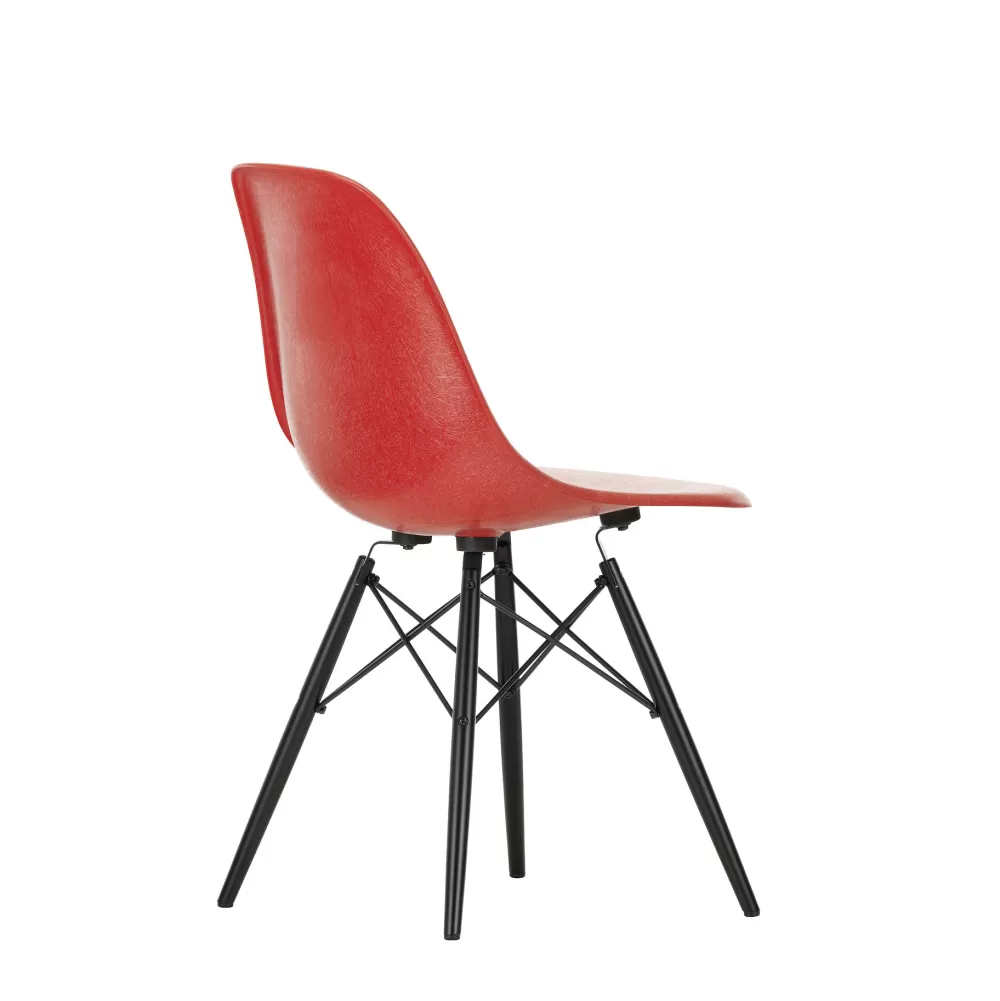 Sedie^Vitra Eames Fiberglass Side Chair Dsw | Sedia - Eames Classic Red - Acero Nero
