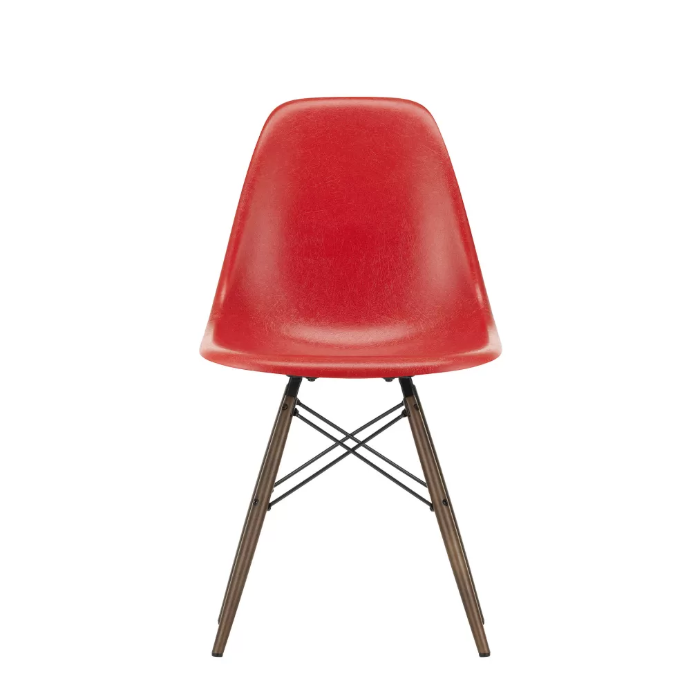 Sedie^Vitra Eames Fiberglass Side Chair Dsw | Sedia - Eames Classic Red - Acero Scuro