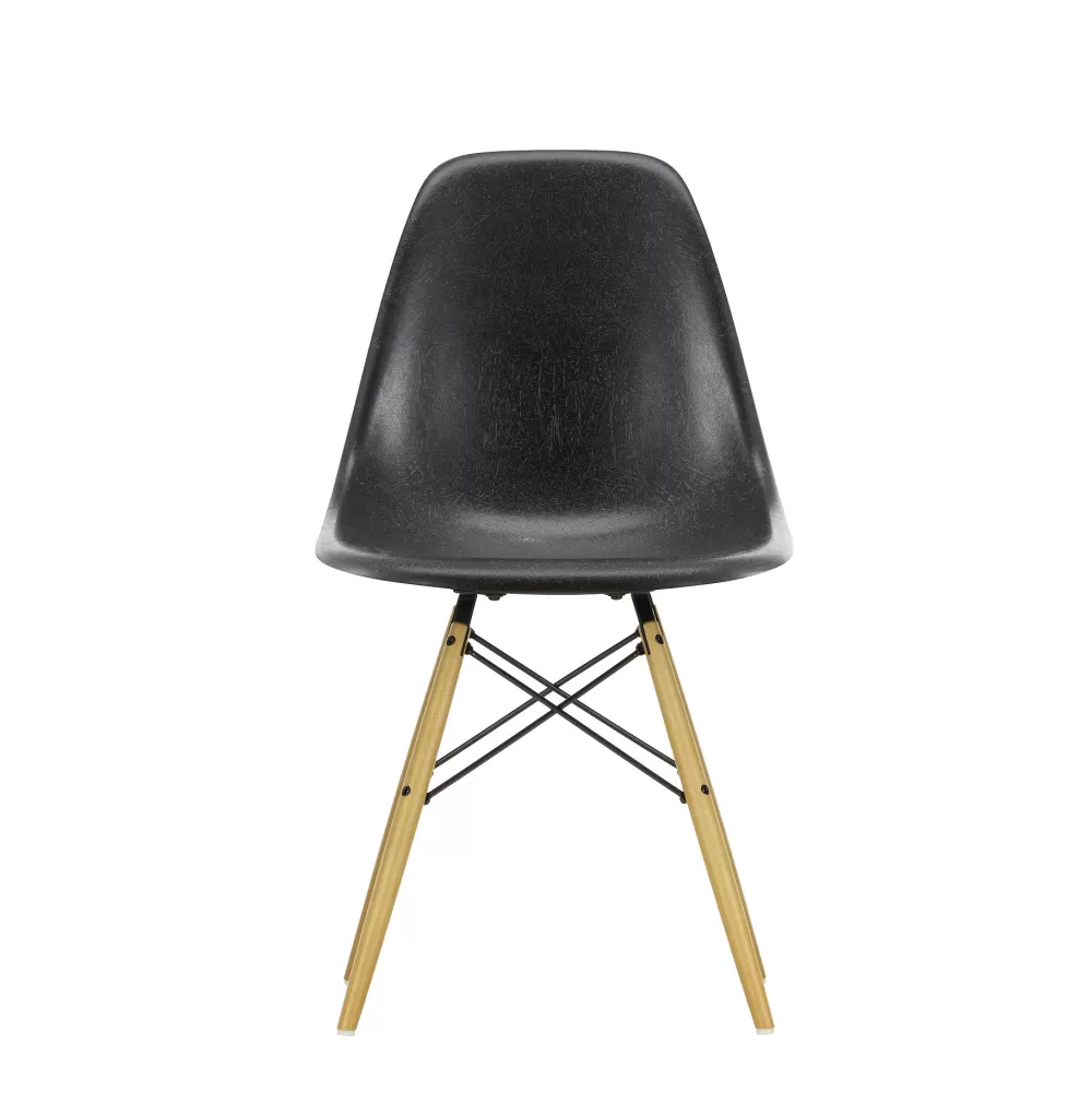Sedie^Vitra Eames Fiberglass Side Chair Dsw | Sedia - Eames Elephant Hide Grey - Acero Giallo