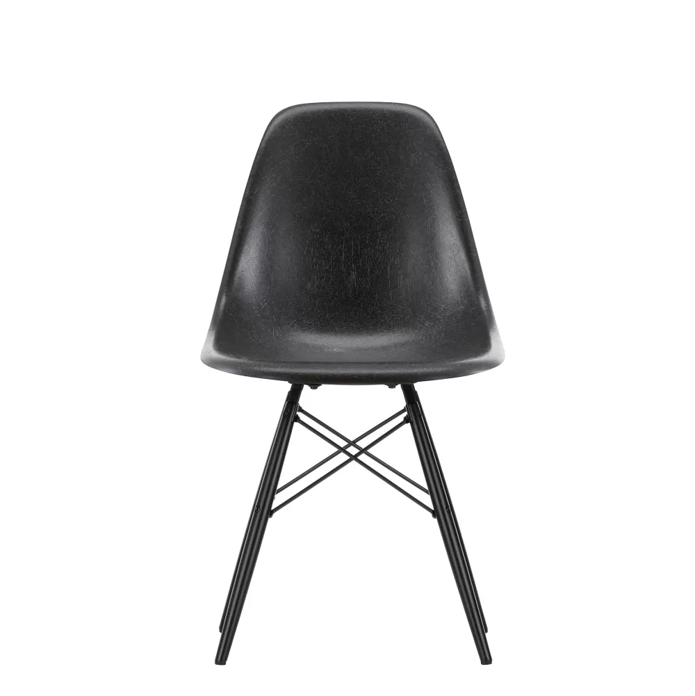 Sedie^Vitra Eames Fiberglass Side Chair Dsw | Sedia - Eames Elephant Hide Grey - Acero Nero