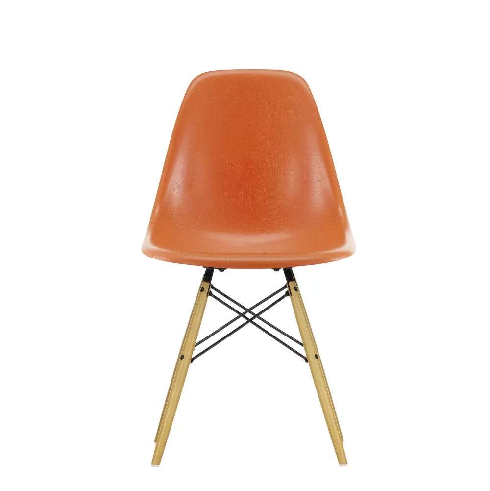 Sedie^Vitra Eames Fiberglass Side Chair Dsw | Sedia - Eames Red Orange - Acero Giallo