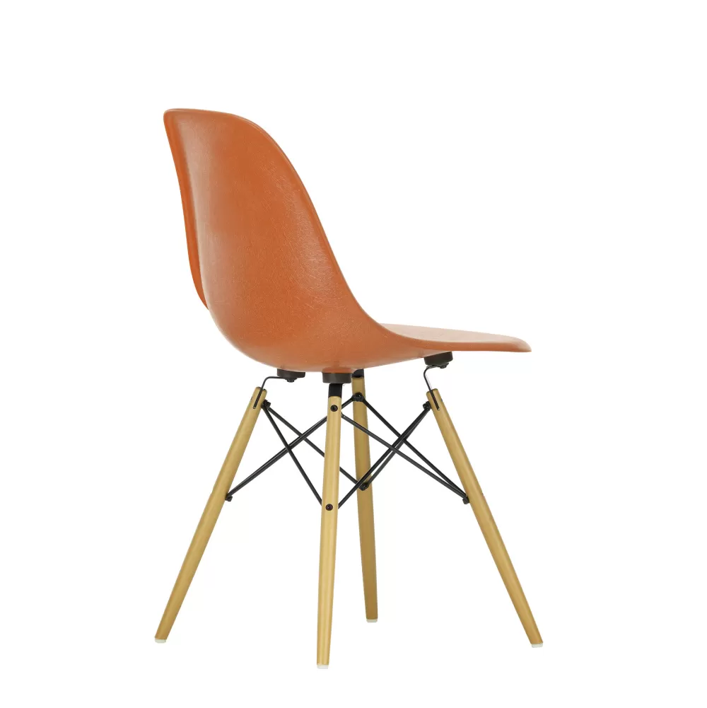 Sedie^Vitra Eames Fiberglass Side Chair Dsw | Sedia - Eames Red Orange - Acero Giallo