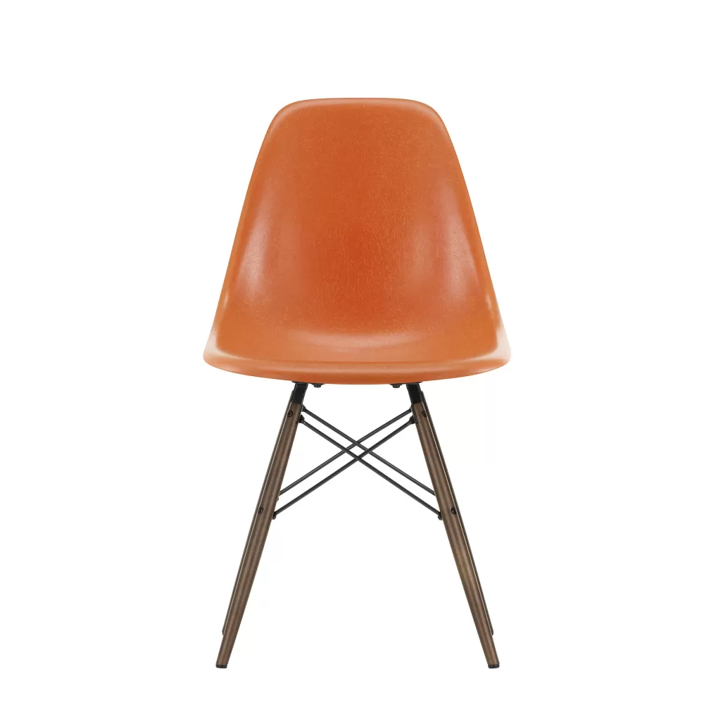 Sedie^Vitra Eames Fiberglass Side Chair Dsw | Sedia - Eames Red Orange - Acero Scuro