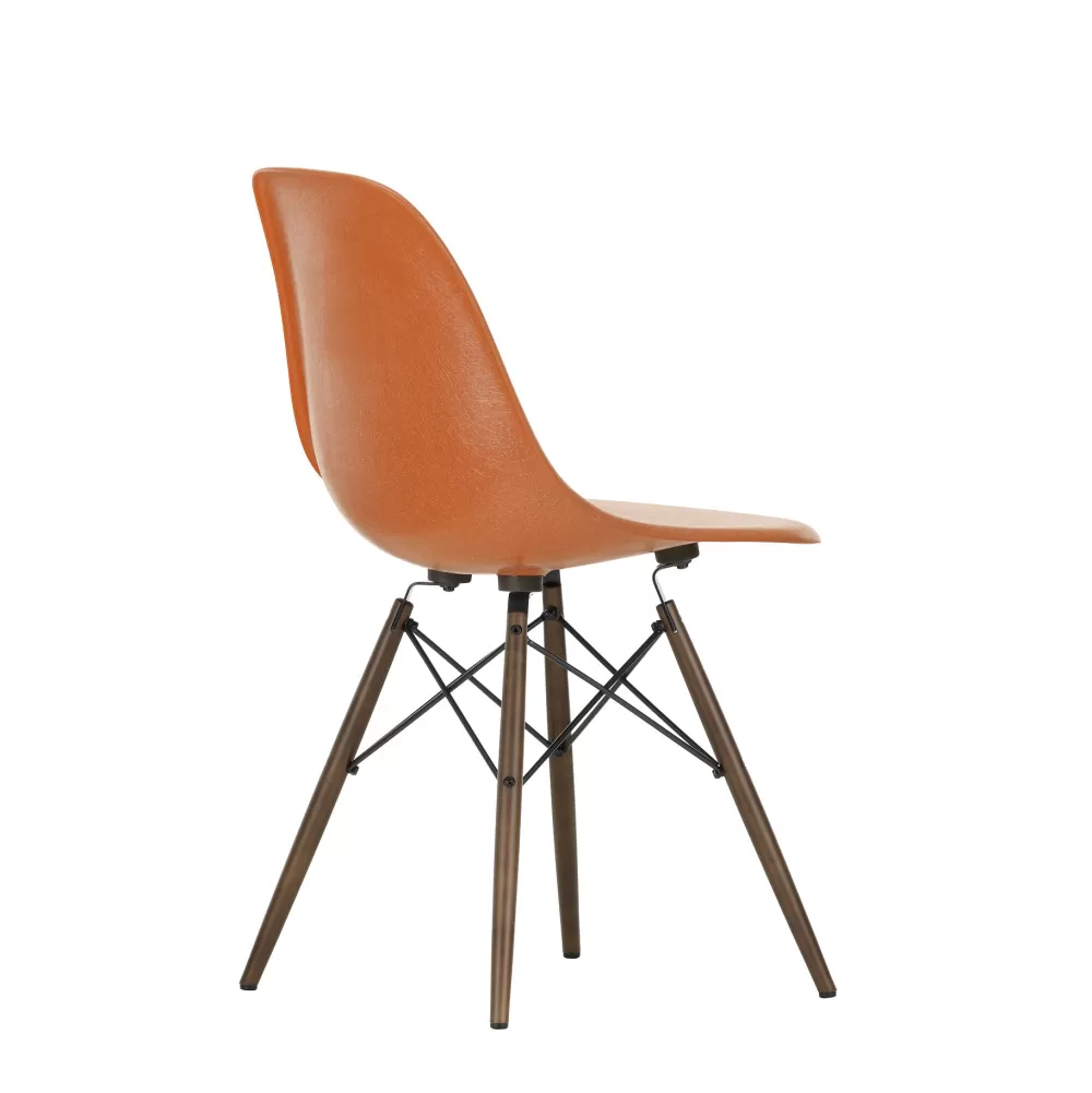 Sedie^Vitra Eames Fiberglass Side Chair Dsw | Sedia - Eames Red Orange - Acero Scuro