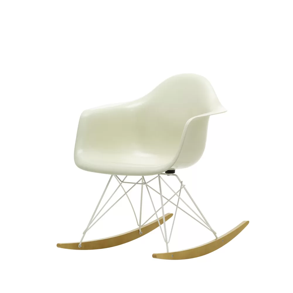 Sedie^Vitra Eames Plastic Armchair Rar | Poltrona A Dondolo | Bianco - Acero Giallo