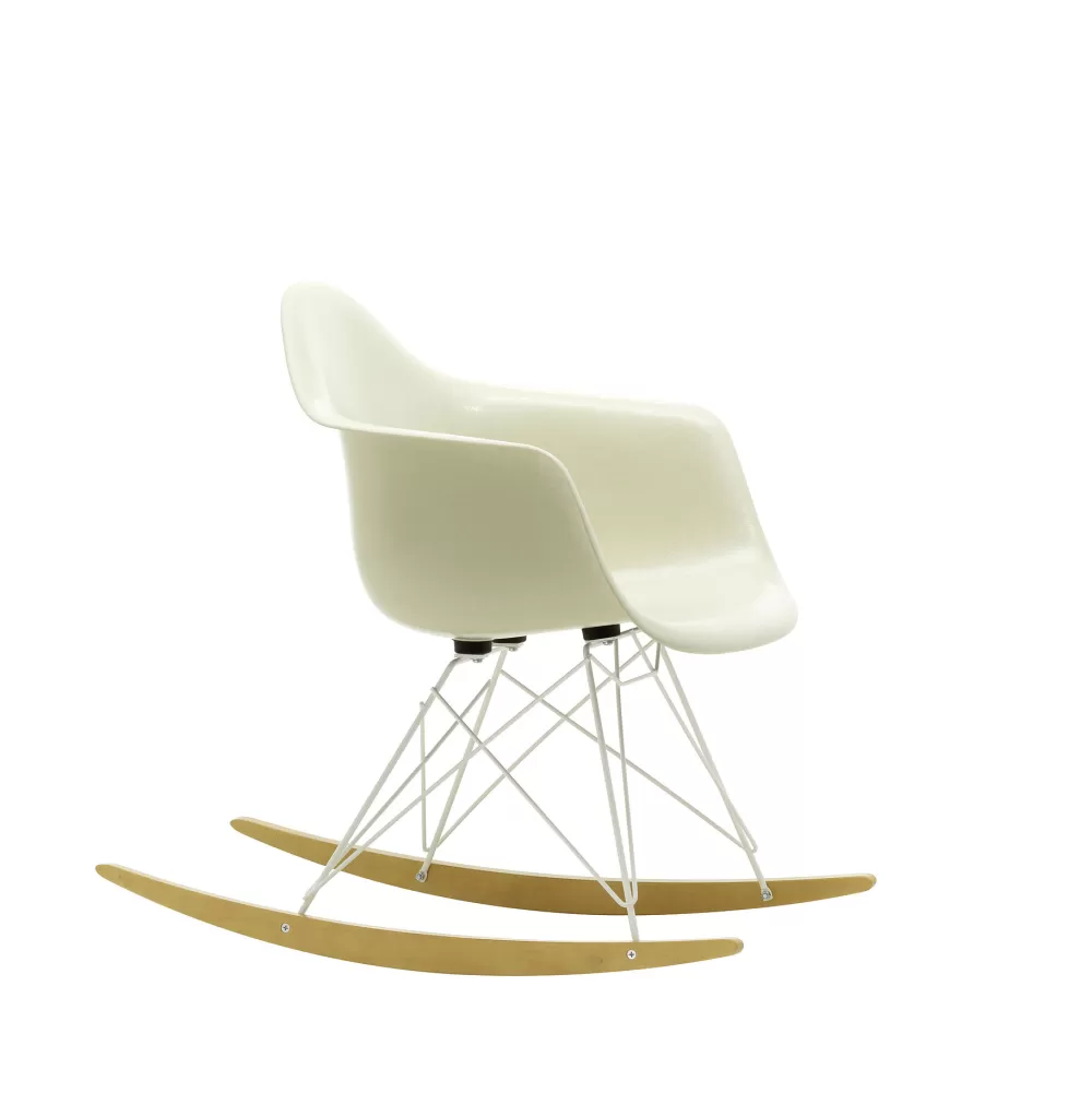 Sedie^Vitra Eames Plastic Armchair Rar | Poltrona A Dondolo | Bianco - Acero Giallo
