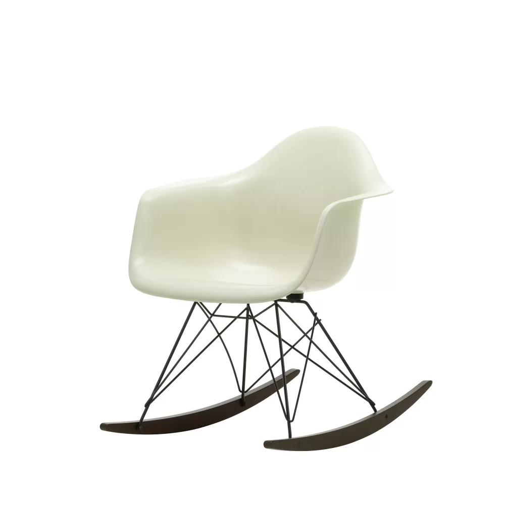 Sedie^Vitra Eames Plastic Armchair Rar | Poltrona A Dondolo | Bianco - Base Nera - Acero Scuro