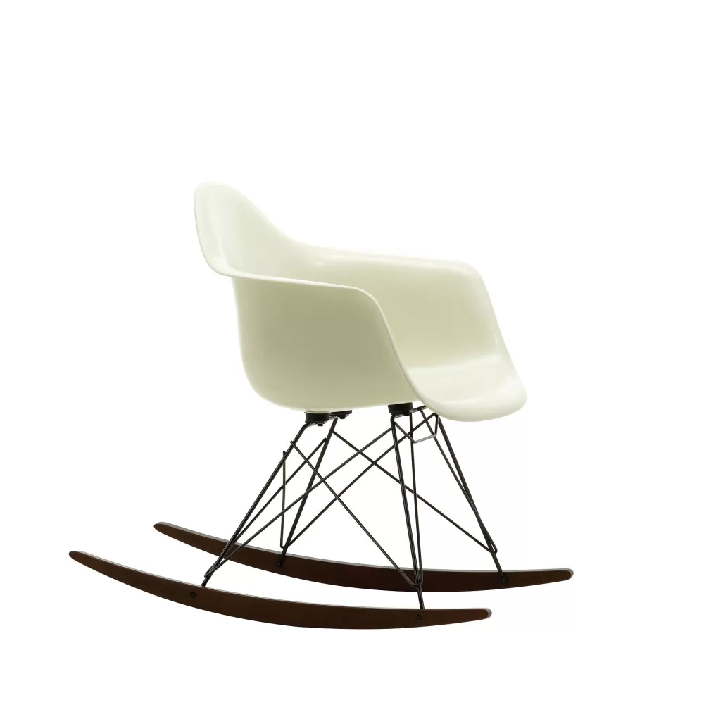 Sedie^Vitra Eames Plastic Armchair Rar | Poltrona A Dondolo | Bianco - Base Nera - Acero Scuro