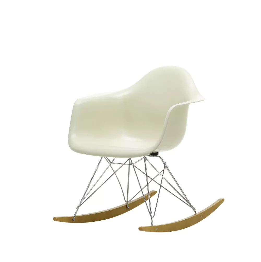 Sedie^Vitra Eames Plastic Armchair Rar | Poltrona A Dondolo | Bianco - Cromo - Acero Giallo