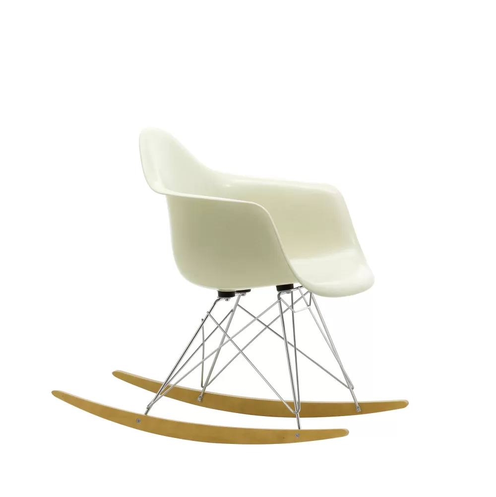 Sedie^Vitra Eames Plastic Armchair Rar | Poltrona A Dondolo | Bianco - Cromo - Acero Giallo
