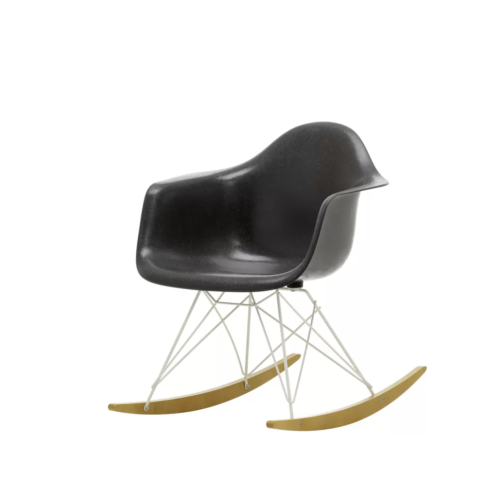 Sedie^Vitra Eames Plastic Armchair Rar | Poltrona A Dondolo | Nero - Bianco - Acero Giallo