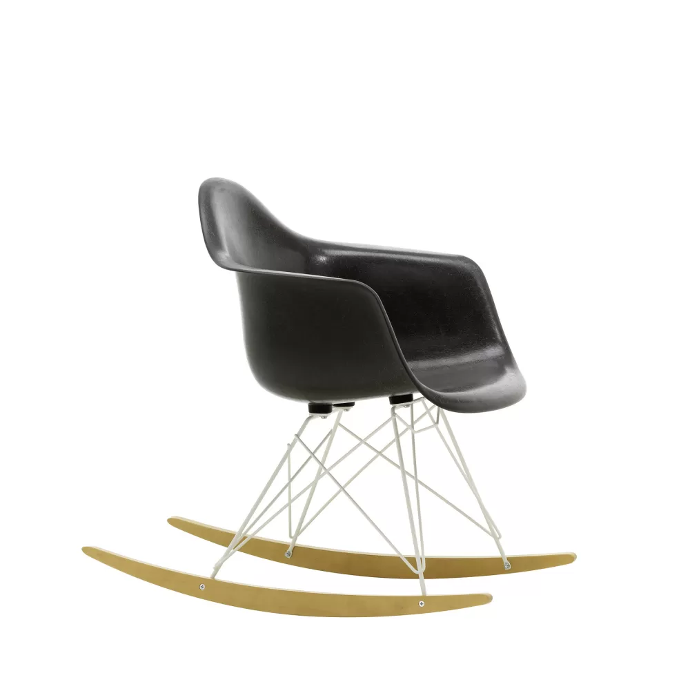 Sedie^Vitra Eames Plastic Armchair Rar | Poltrona A Dondolo | Nero - Bianco - Acero Giallo