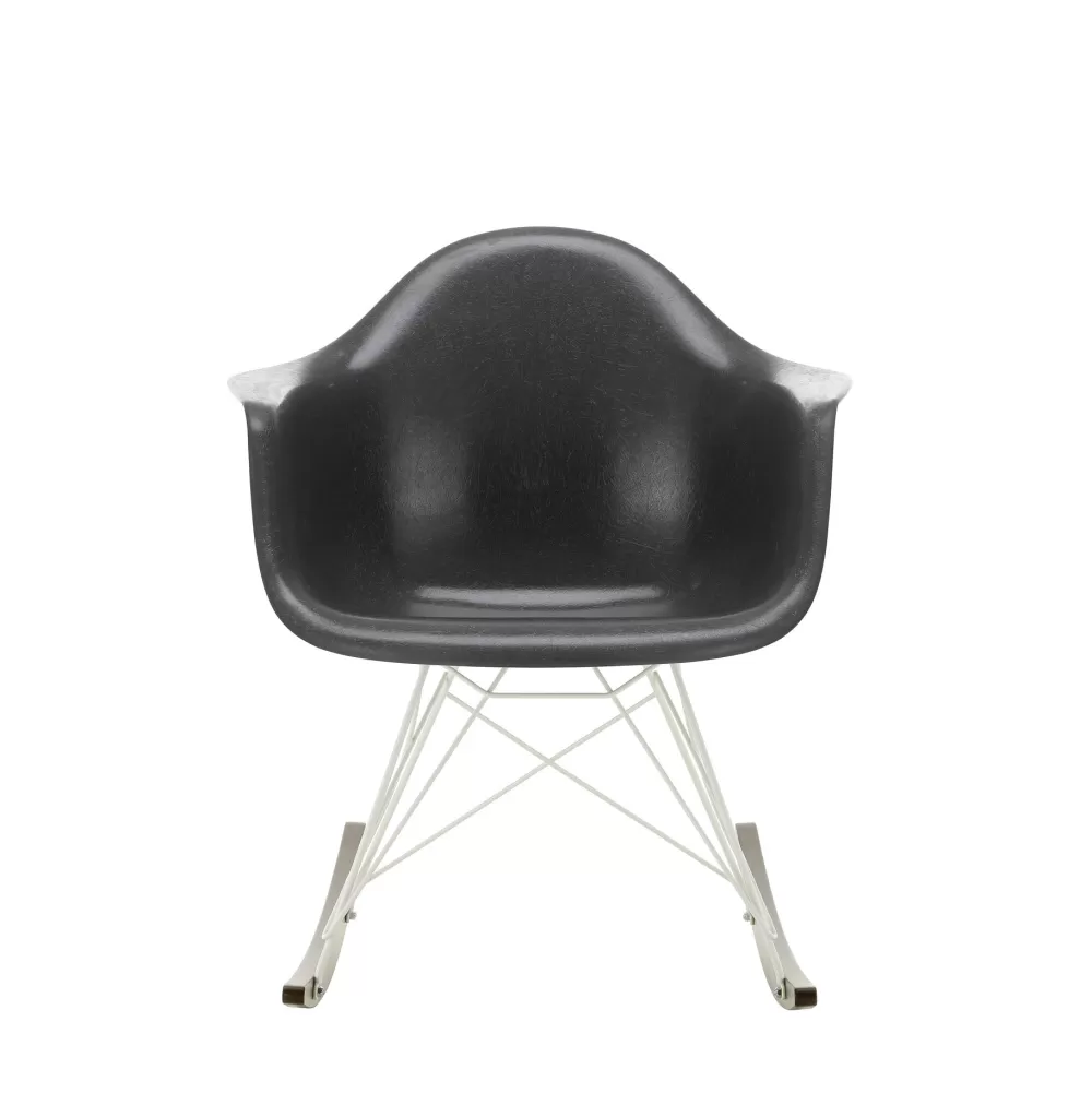 Sedie^Vitra Eames Plastic Armchair Rar | Poltrona A Dondolo | Nero - Bianco - Acero Scuro