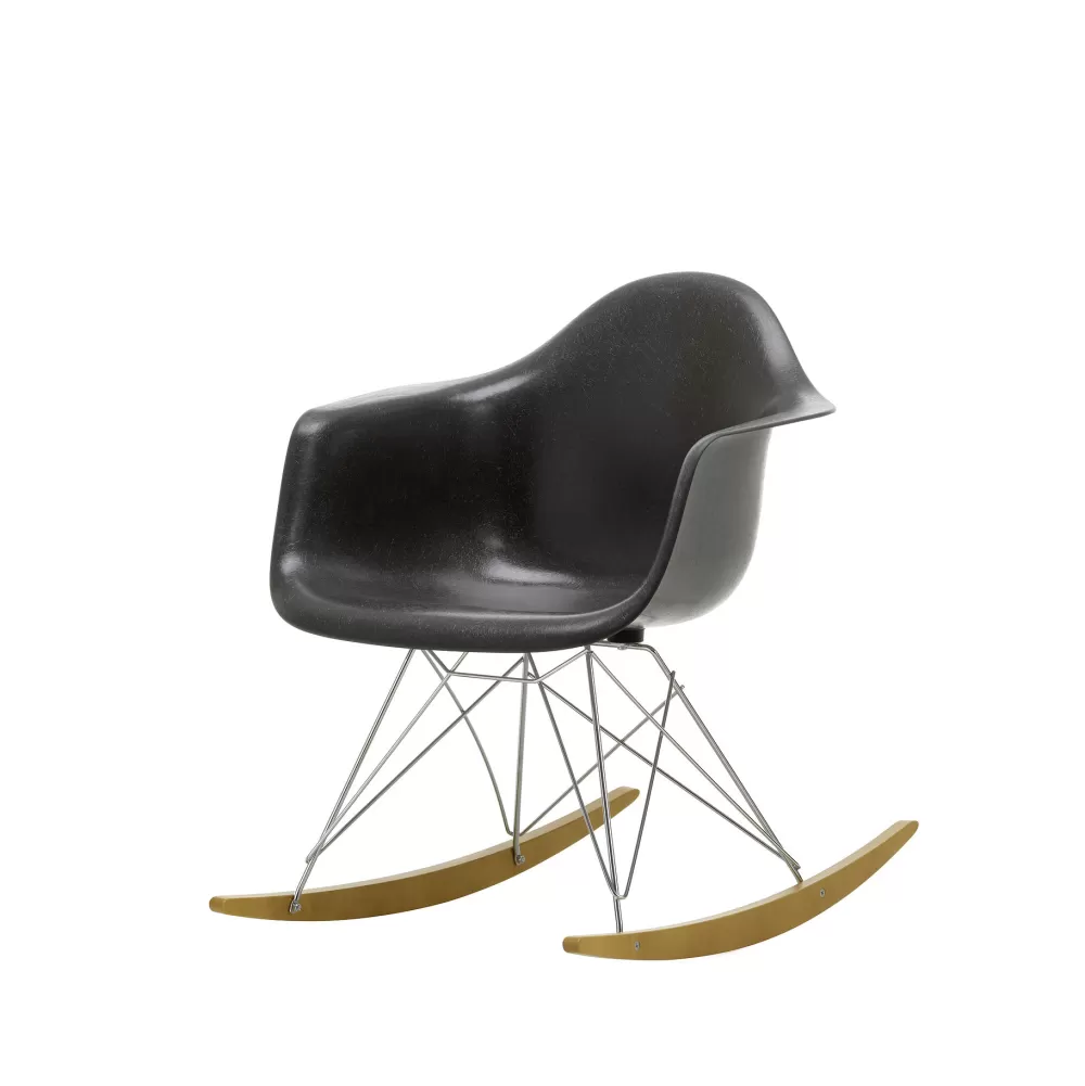 Sedie^Vitra Eames Plastic Armchair Rar | Poltrona A Dondolo | Nero - Cromo - Acero Giallo