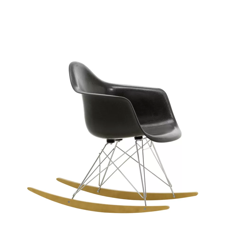 Sedie^Vitra Eames Plastic Armchair Rar | Poltrona A Dondolo | Nero - Cromo - Acero Giallo