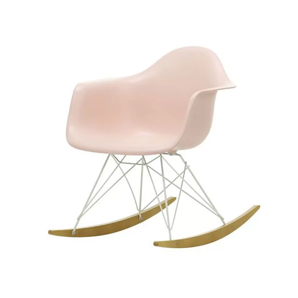 Sedie^Vitra Eames Plastic Armchair Rar | Poltrona A Dondolo | Rosa - Bianco - Acero Giallo