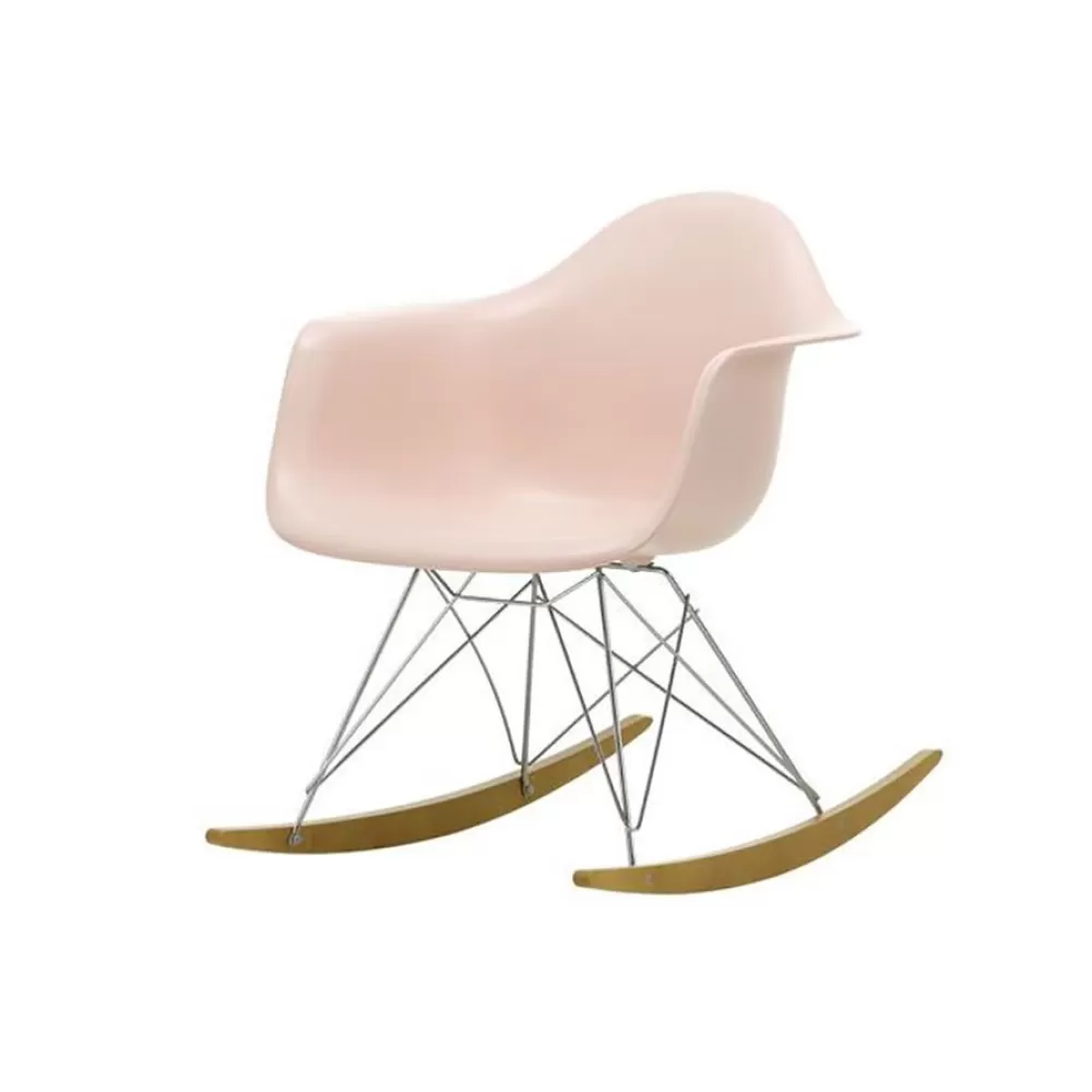 Sedie^Vitra Eames Plastic Armchair Rar | Poltrona A Dondolo | Rosa Pallido - Cromo