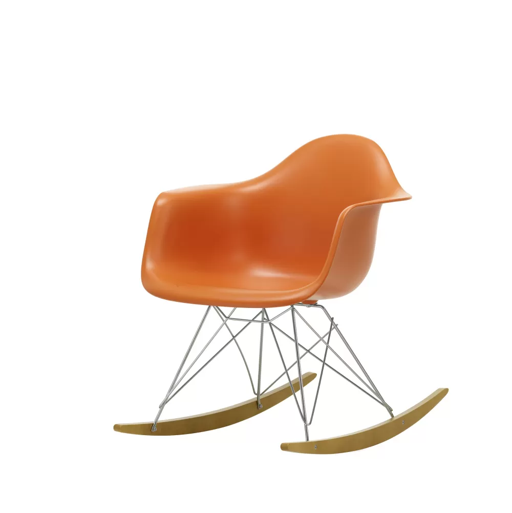 Sedie^Vitra Eames Plastic Armchair Rar | Poltrona A Dondolo | Ruggine - Cromo - Acero Giallo