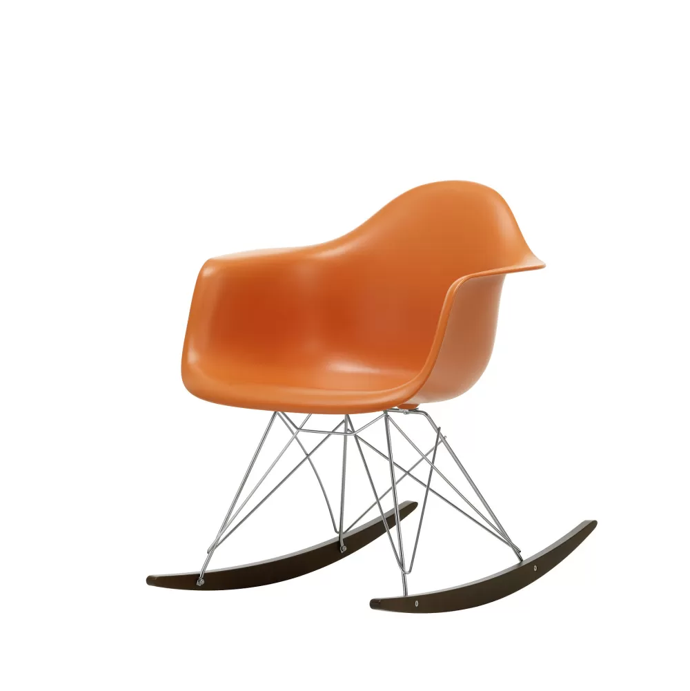 Sedie^Vitra Eames Plastic Armchair Rar | Poltrona A Dondolo | Ruggine - Cromo - Acero Scuro