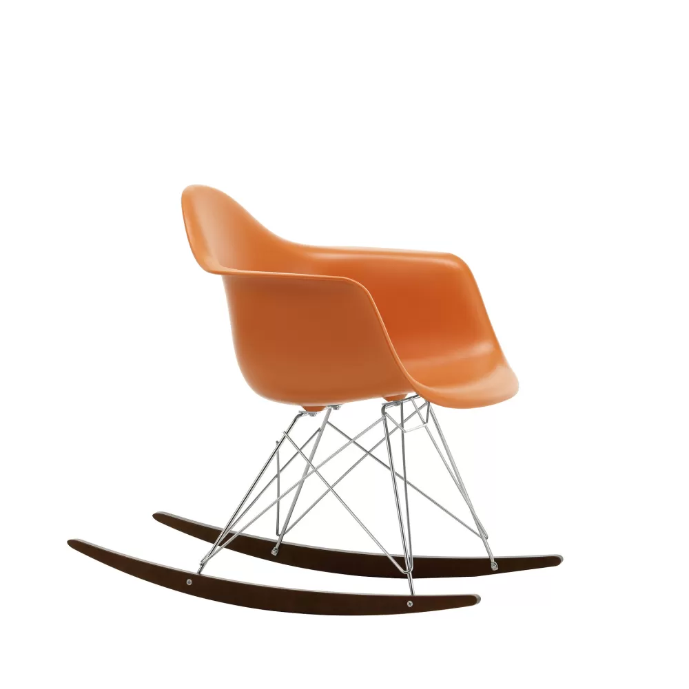 Sedie^Vitra Eames Plastic Armchair Rar | Poltrona A Dondolo | Ruggine - Cromo - Acero Scuro