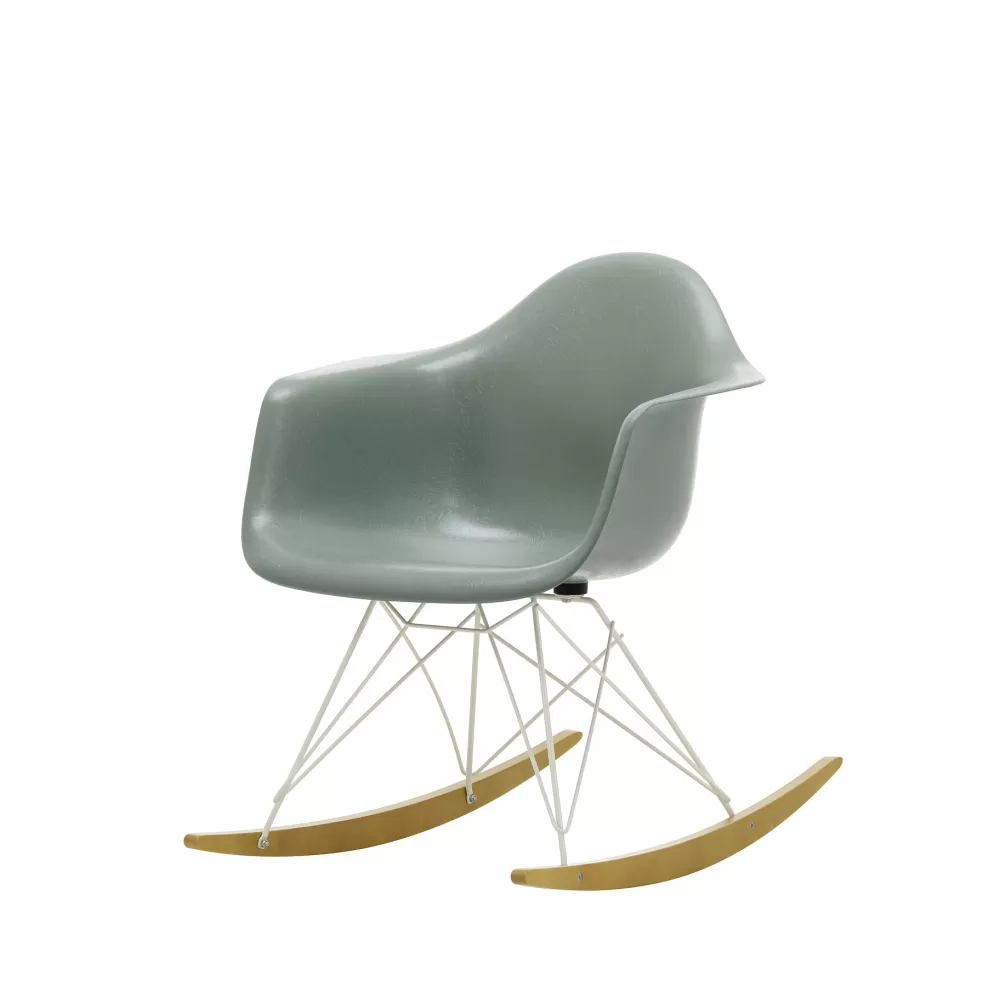 Sedie^Vitra Eames Plastic Armchair Rar | Poltrona A Dondolo | Verde - Bianco - Acero Giallo