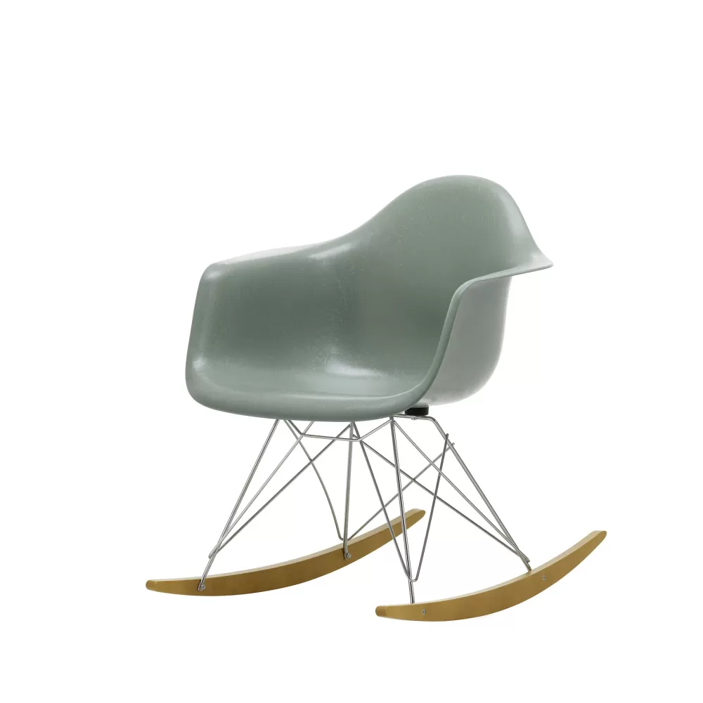 Sedie^Vitra Eames Plastic Armchair Rar | Poltrona A Dondolo | Verde - Cromo - Acero Giallo